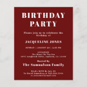 予算誕生日招待状レッドホワイト チラシ (裏面)