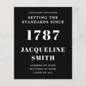 予算誕生日招待状白黒フライヤー チラシ (正面)