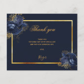 予算誕生日青金ゴールド写真サンキューカード (正面)