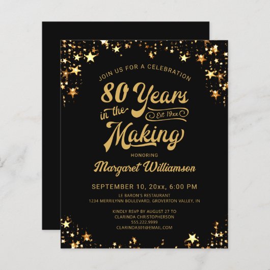 予算誕生日80年の製造招待状 (正面/裏面)