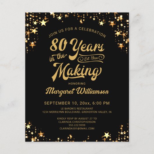 予算誕生日80年の製造招待状 (正面)