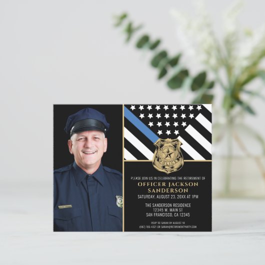 予算警察写真退職パーティの招待状 (スタンド正面)