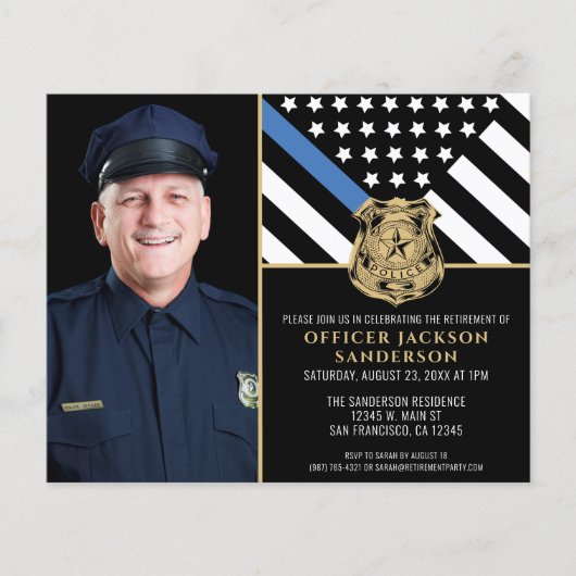 予算警察写真退職パーティの招待状 (正面)