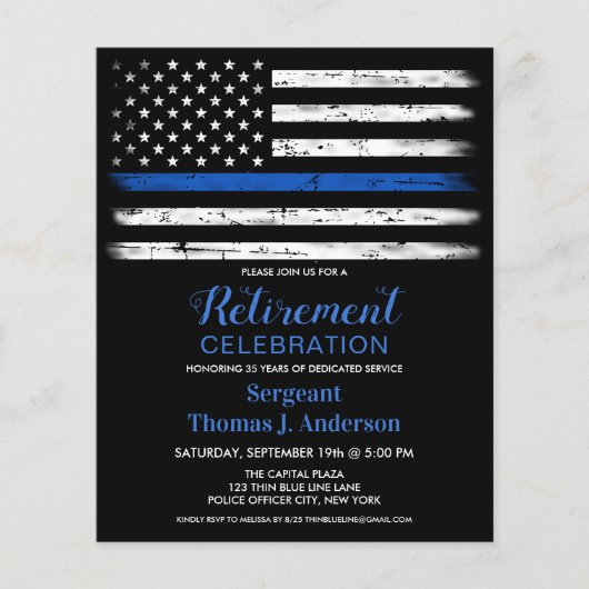 予算警察官退職青色旗 (正面)