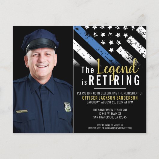 予算警察退職パーティー写真招待状 (正面)