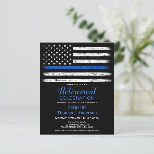 予算警察退職写真パーティの招待状 (スタンド正面)