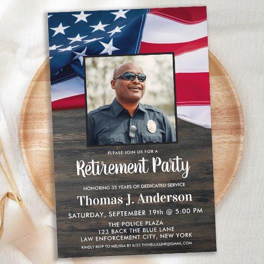 予算警察退職写真米国旗の招待