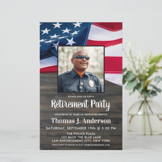 予算警察退職写真米国旗の招待 (スタンド正面)
