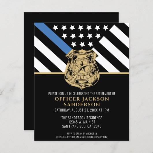 予算警察退職金シンブルーライン招待状 (正面/裏面)