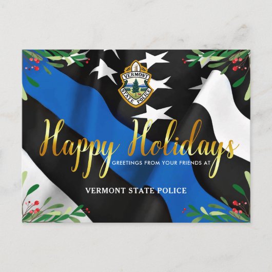 予算警察部クリスマスブルーライン国旗 ポストカード (正面)