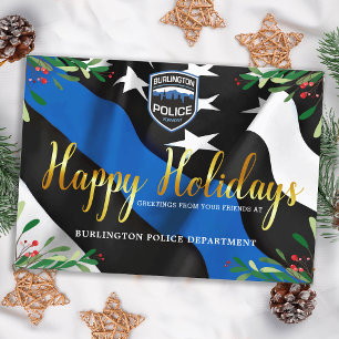 予算警察部クリスマスブルーライン国旗 ポストカード