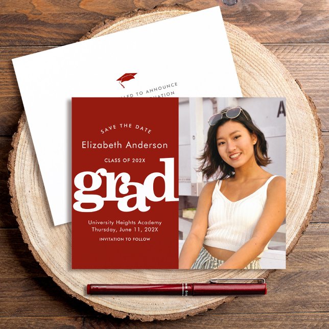 予算赤写真救日卒業招待状 (クリエイターアップロード済み)