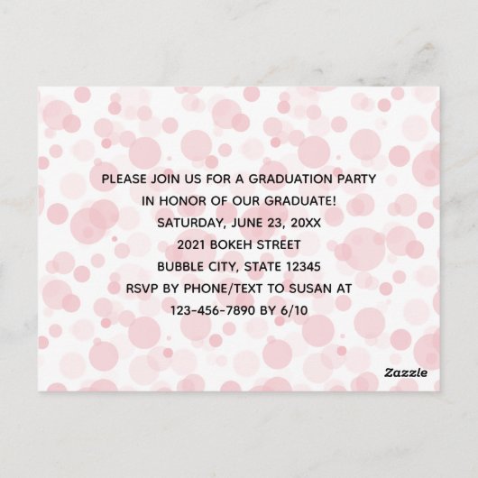 予算赤泡卒業発表カード ポストカード (裏面)