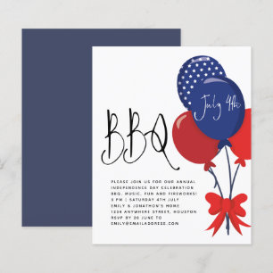 予算赤白青バルーン7月4日BBQ招待状