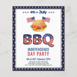 予算赤白青7月4日BBQ招待状