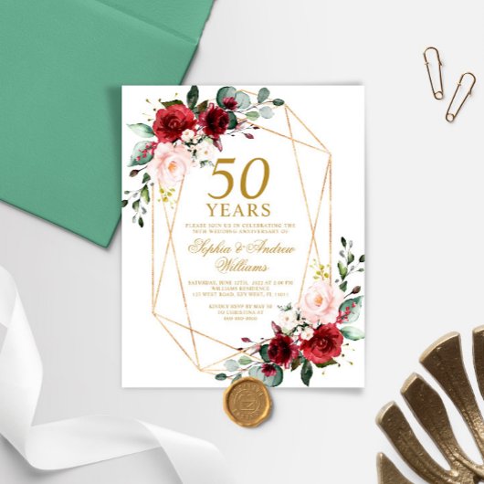 予算赤面とブルグンディ結婚ズの記念日招待状