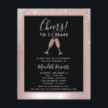 予算赤面グリッター21st誕生日招待状<br><div class="desc">赤面ピンクのメタリックフォイルの背景には、21歳のバースデーエレガントタパーティの招待状には、21歳のバースデーのホイルを飾るバブリングシャンパンのグラスとフェミニン赤面グリッターのオーバレイグラデーションーが含まれている。バラ金ゴールドを含む黒いフレームでは縁ど、パーソナライズテンプレートを簡単に変更できる文字例を見つけることができます。</div>