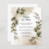 予算赤面グリーン金ゴールド水彩ブライダルシャワー (正面/裏面)