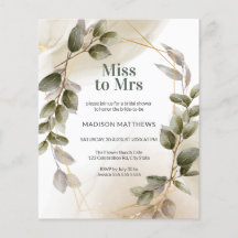 予算赤面グリーン金ゴールド水彩ブライダルシャワー