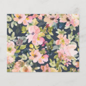 予算赤面ネイビーフローラカップルシャワー招待状 (裏面)