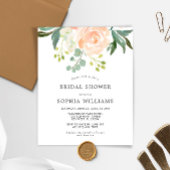 予算赤面バラ&グリーンブライダルシャワー招待