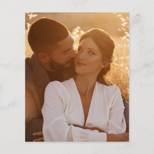 予算赤面ピンクと金ゴールド写真の結婚式の招待 (裏面)