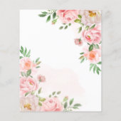 予算赤面ピンクウォーター色フローラ結婚式の招待 (裏面)