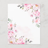 予算赤面ピンクウォーター色フローラ結婚式の招待 (裏面)