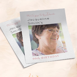 予算赤面ピンクフォト誕生日招待状 チラシ