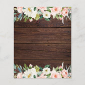 予算赤面ピンクフラワーズブライダル招待状 (裏面)