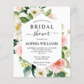 予算赤面ピンクフレームブライダルシャワー招待状 (正面)