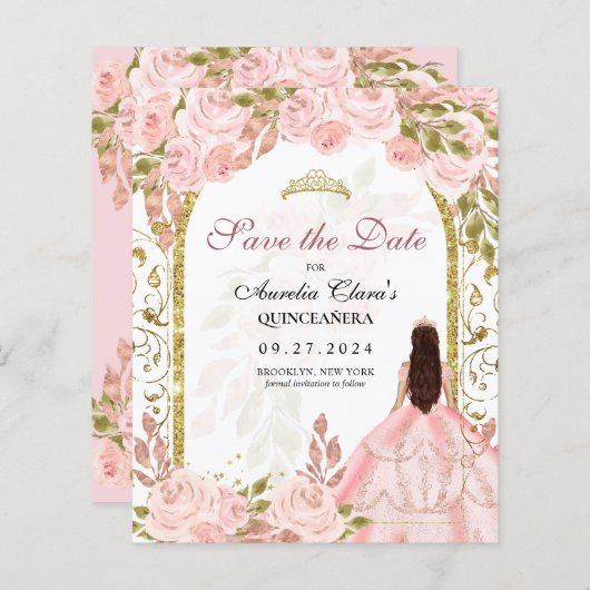 予算赤面ピンクフローラキンセアニェラ日付を保存 (正面/裏面)