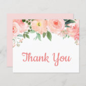 予算赤面ピンクフローラサンキューカード (正面/裏面)