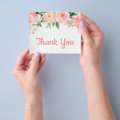 予算赤面ピンクフローラサンキューカード チラシ (手)