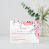 予算赤面ピンクフローラダスティブルー結婚ズ ポストカード (スタンド正面)