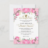 予算赤面ピンクフローラビクトリアンブライダルシャワー ノートカード (正面)