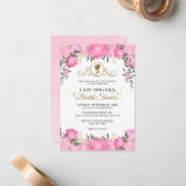 予算赤面ピンクフローラビクトリアンブライダルシャワー ノートカード (正面/裏面インサイチュ)