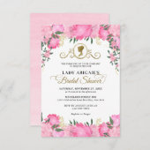 予算赤面ピンクフローラビクトリアンブライダルシャワー ノートカード (正面/裏面)