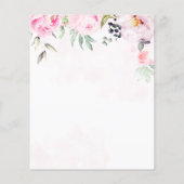 予算赤面ピンクフローラブライダルシャワー招待状 (裏面)