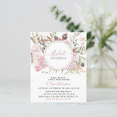 予算赤面ピンクフローラブライダルシャワー招待状 (スタンド正面)