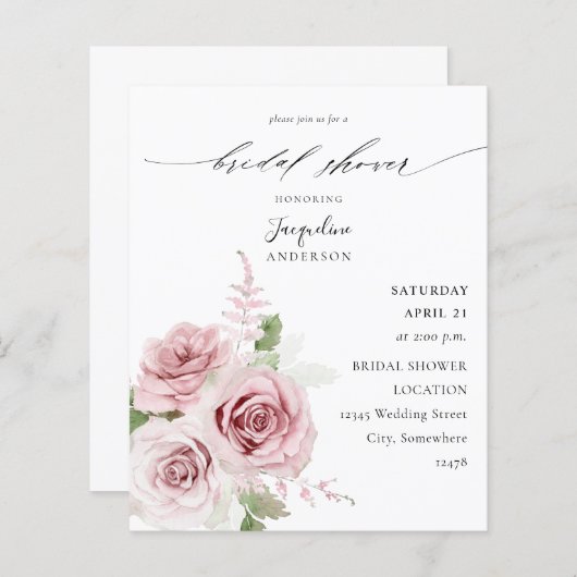 予算赤面ピンクフローラブライダルシャワー (正面/裏面)