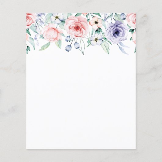 予算赤面ピンクフローラベビーシャワー招待状 (裏面)