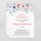 予算赤面ピンクフローラベビー散布招待状 (正面/裏面)