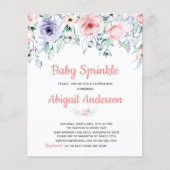 予算赤面ピンクフローラベビー散布招待状 チラシ (正面)