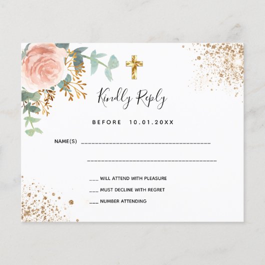 予算赤面ピンクフローラユーカリプタスバプテスマRSVP (正面)