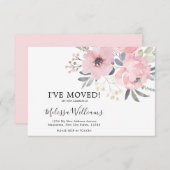 予算赤面ピンクフローラ移動告知カード 案内状 (正面/裏面)