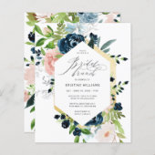 予算赤面ピンクブルーバラフローラブライダルブランチ (正面/裏面)