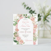 予算赤面ピンクローズアーチフローラ結婚式の招待 (スタンド正面)