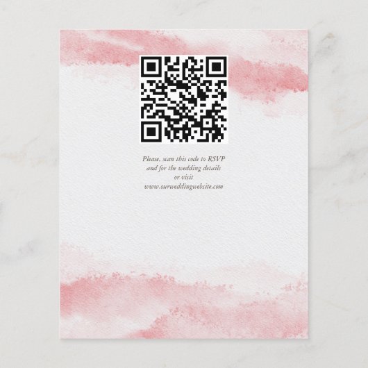 予算赤面ピンクローズアーチフローラ結婚式の招待 (裏面)