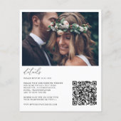 予算赤面ピンクローズフローラフォトウェディング招待 (裏面)